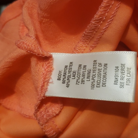 New Directions Lady's Peach Woven Layered Dress with Lining Lace & Crochet - Picture 8 of 9